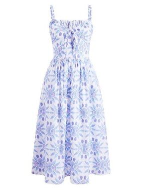 Hill House Juliana White and blue mosaic Maxi Dress